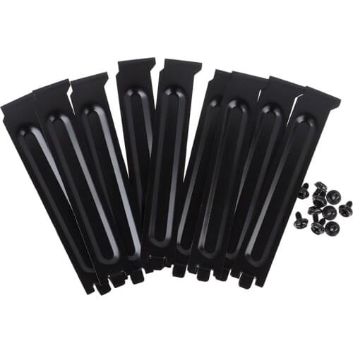 10pcs Black PCI Chassis Slot Covers Bracket with Screws, Dust Filter Blanking Plate Covers Bracket Hard Steel PCI Slot