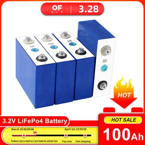 16PCS 3.2V Lifepo4 Cell 100AH Brand New Grade A DIY 12V 24V 48V Rechargable Battery Pack Deep Cycle With Free Busbars Tax Free