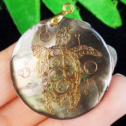 32x3mm Hot selling High quality Abalone Shell Turtle Round Pendant Bead LS115