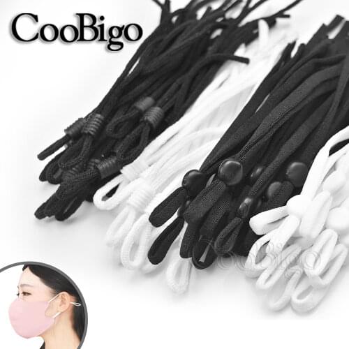 50Pcs mask Sewing Elastic Band Cord with Adjustable Buckle Stretchy Mask Earloop Lanyard Earmuff Rope DIY Making Supplies