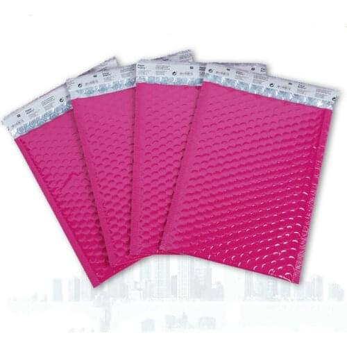 50pcs Usable Space Rose Red Poly Bubble Mailer Envelopes Padded Mailing Bag Self Sealing Christmas Package Gift Bags 15X13+4cm