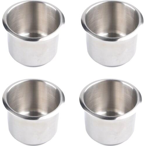 AU04 -4Pcs Universal Marine Boat Cup Holder 68X55mm Stainless Steel Drop in Drink Cup Holder for Poker Table Couch
