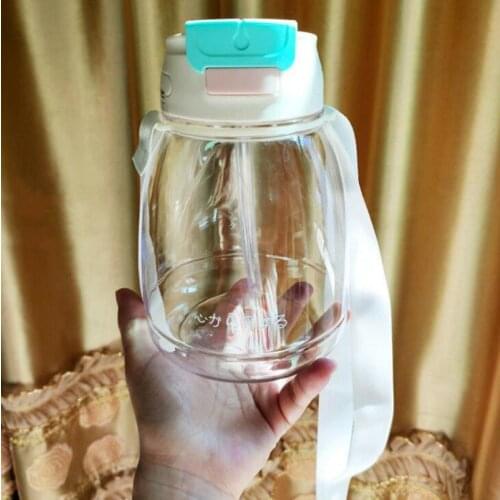 1300ML Large Capacity botella de agua Plastic Kawaii Cup Cute Portable Summer Tumbler With Straw Strap Water Bottle