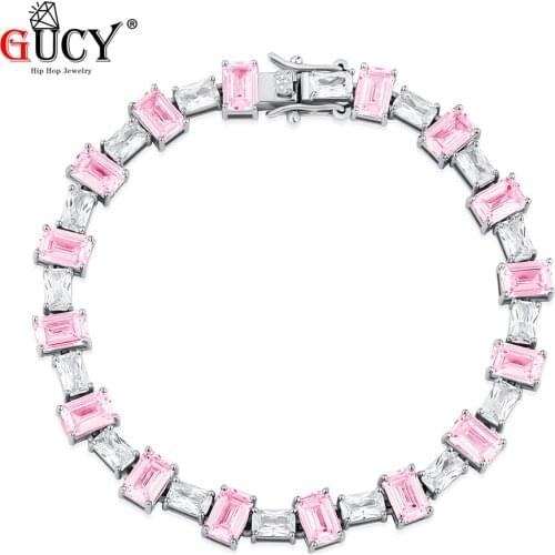 GUCY 6MM Zircon Tennis Chain Men Hip hop Jewelry Copper Material Gold Silver Color Square CZ Bracelet Women Link