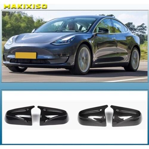 Rear Mirror Cover for Tesla Model 3 Rearview Side Mirror Sticker Car Decor Modification Carbon Fiber ABS for Model3 2017-2021