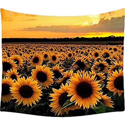 Flower Plant Printing Carpet Wall Hanging Tapestry Tablecloth Bedroom Decoration Sunflower beach towel and carpet