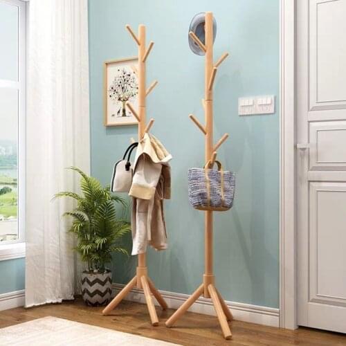 Wooden Coat Rack Free Standing With 8 Hooks Creative Home Furniture Clothes Hanging Storage Rack Wood Hanger Bedroom Drying Rack