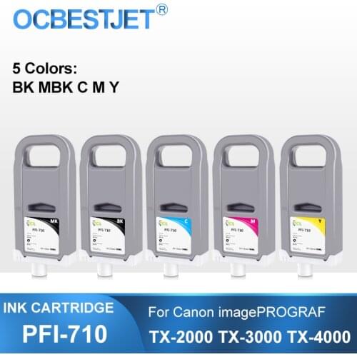 PFI-710 PFI710 700ML Compatible Ink Cartridge With Full Ink For Canon imagePROGRAF TX-2000 TX-3000 TX-4000 Printer 5Colors/Set