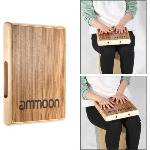 Ammoon Compact Travel Cajon Flat Hand Drum Persussion Instrument 31.5 * 24.5 * 4.5cm with Travel Flat Box Drum Carry Bag