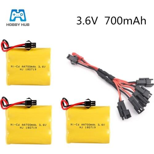 Hobby Hub 3.6v 700mah Battery with 5in1/usb cable rechargeable battery for RC boat car electric toys tank lighting nicd 3.6 v AA