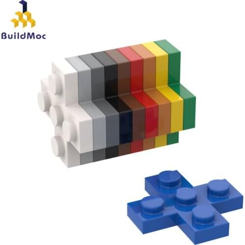 10pcs Buildmoc Bricks 15397 3x3 cross plate ldd 15397 For Building Blocks Parts DIY Construction Christmas Gift Toy