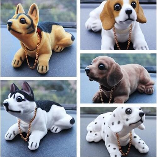 Lcyonger Car Cute Shaking Nodding Head Dog Doll Toy Dashboard Ornament Auto Furnishings Decoration Car Interior Accessories