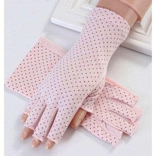 Summer Sun Protection Half Finger Gloves Ladies Anti-UV Driving Ultra-thin Models Riding Leaking Fingers Cotton Women Gloves