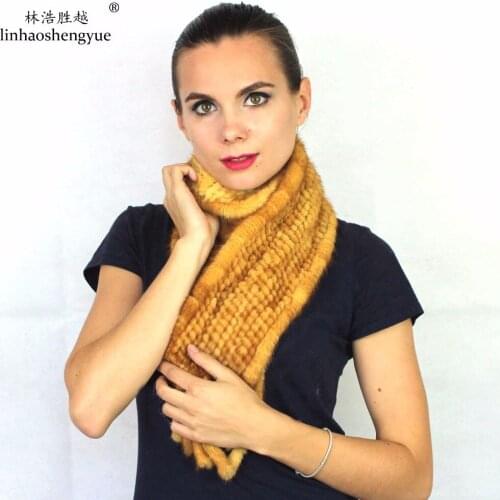 Linhaoshengyue Real Fur Mink Fur Women Scarf Fashion Warm Winter Warm Freeshipping