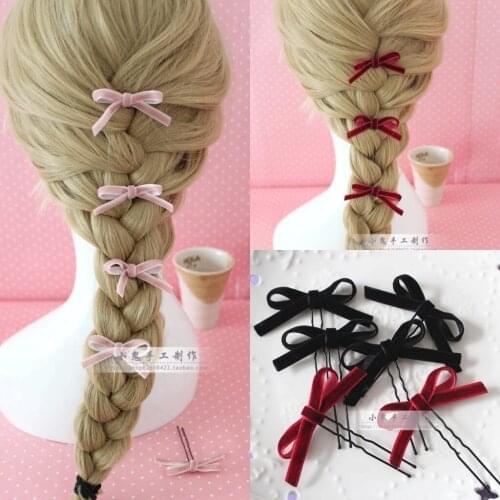Small bow U-shaped clip side hairpin simple jewelry hair accessories cute sister braided hairpin Hair Clip hair accessories