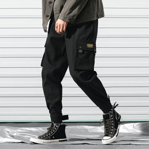 Fashion 2019 New Loose Velcro Beam Feet Pants Hip Hop Sports Harlan Casual Mens Cargo Pants M-3XL