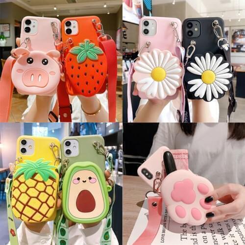 Cartoon 3D Silicon Pig Wallet Case For LG K40 K30 K20 Plus K12 K11 K10 2018 K9 K8 K7 K4 2017 Q6 Q7 Q8 Cute Fruit Soft Bags