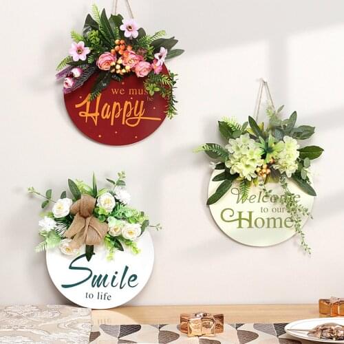 Welcome Sign Door Welcome Wreath Hanging Ornament Wooden Pendant For Front Door 11.8 Inch Decoration DIY Wooden Signs