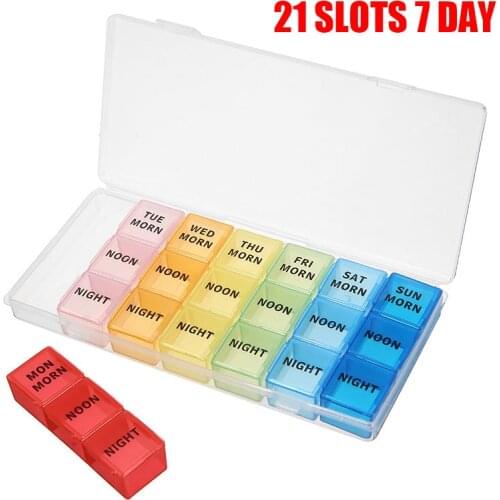 Weekly Pill Box Organizer For 7 Day Morning Noon Night Medicine Box Dispenser Splitter Pill Container