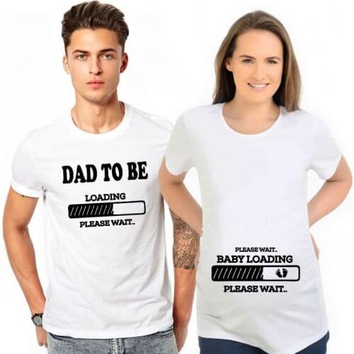 Dad To Be Baby Loading Couple T-Shirt Summer Funny Maternity Matching T Shirts Pregnancy Announcement Shirts Clothes Outfits