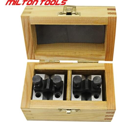 Wooden box V-Block Ground Pair with Clamp Set Precision Matched Pair Precise 35x35x30mm 90Machinist Multi-use Gauge Gage Tool