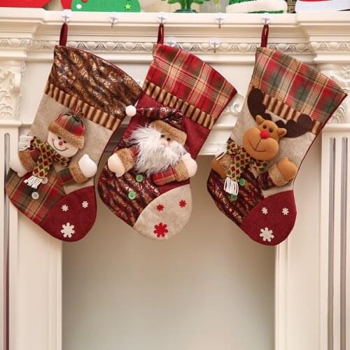 Gift For New Year 2018 Christmas Decor Party Decorations Santa Claus Christmas stocking Candy Socks Christmas Gifts Bag For Home