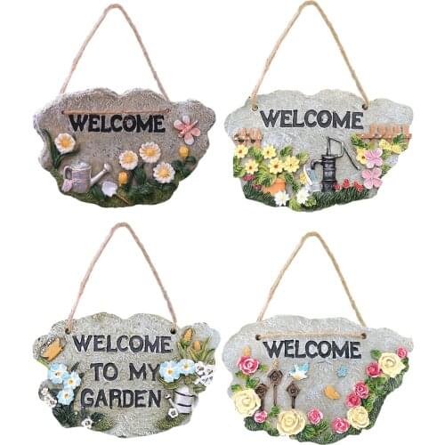 Resin Welcome Sign for Front Door Door Plaque Decor Ornament Indoor Outdoor