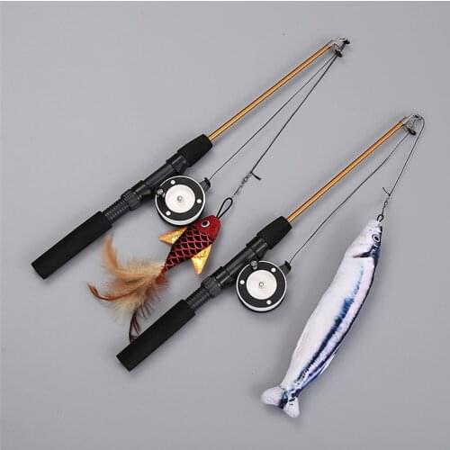 Fish Goldfish Teaser and Exerciser for Cat and Kitten, Training Cat Toy Interactive Cat Wand Kitten Fishing Teaser for Exerciser