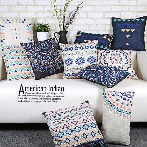 Nordic Floral Print Pattern Blue Pillow Hugs Cushion Neck Sleeping Pillows for Home Decor Sofa Car Travel Pillowcase 40*40cm