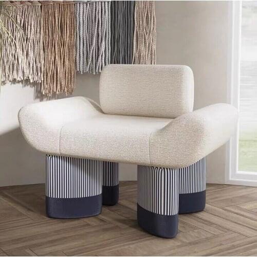 Chinafurniture Nordic modern minimalist lamb wool lounge chair living room balcony household small apartment fabric single sofa