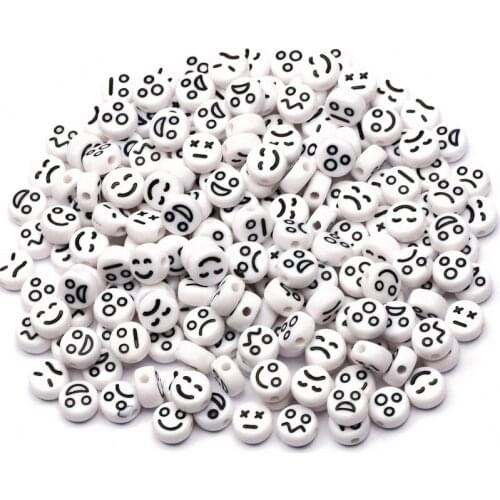 Mixed White Round Mood Pattern Spacer Beads 4x7mm Loose Acrylic Beads For Jewelry Making Diy Necklace Bracelet Accessories