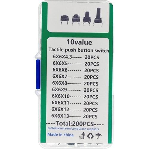 6*6 Tact Switch Tactile Push Button Switch Kit Height: 4.3 5~13MM DIP 4P micro switch 6x6 Key switch For Arduino