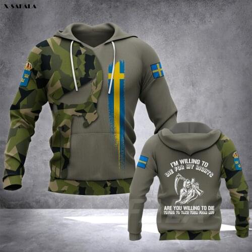 SWEDISH Soldier Veteran Army 3D Printed Hoodie Man Female Zipper Pullover Sweatshirt Hooded Jersey Streetwear Tracksuits