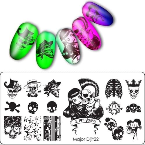 6.5*12.5cm Stainless Steel halloween Manicure Template Nail Art Polish Stamping Plates 3D Pattern Nail Stencils