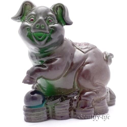 Green Pig,Lucky Charms,Chinese zodiac,Shenxiao,Allochroic Mascot,fengshui Ornament,novel gifts,Amazing present,Tea pet,S1015AZ