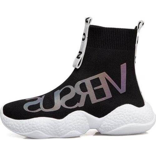 Women Casual Shoes Sneakers Women Flats Shoes 2020 High-top Socks Sports Shoes Stretch Boots Shoe Feminino Zapatos De Mujer