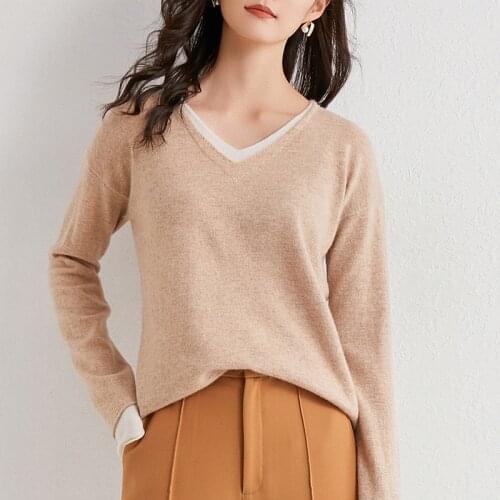 Adishree 2021 woman winter 100% Cashmere sweaters and autumn knitted Pullovers High Quality Warm Female thickening V-neck