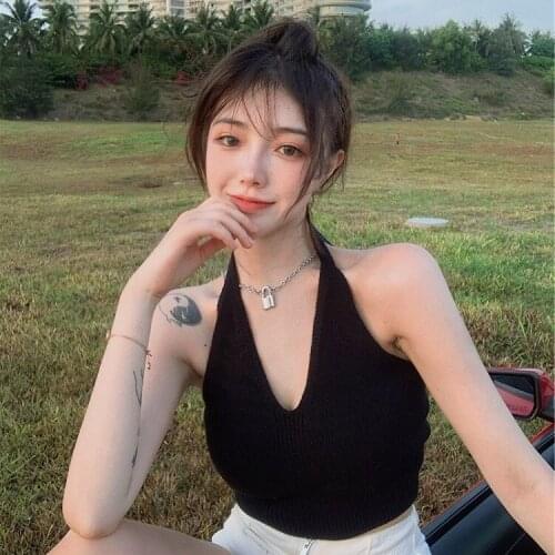 2021 New Crop Top Women Camisole Vest Female Built In Sexy Backless Jacket Halter Top Summer Cothes For Women