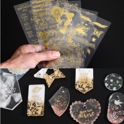 Constellation letter number Gold stamping sticker Casting Silicone Epoxy Molds Fillings Crystal Glue DIY for Jewelry Making