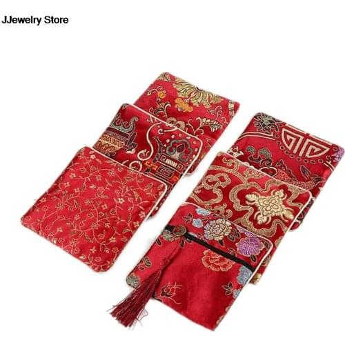 1 Pcs Jewelry Bag Classic Chinese Embroidery Jewelry Bag Storage Organizer Small Pouch Handmade Embroideries Earphone Bag