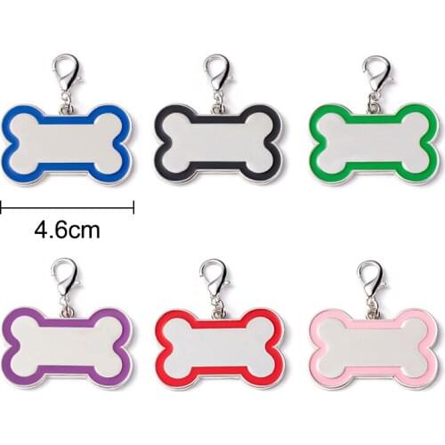 2PCs Zinc Based Alloy Pet Memorial Knitting Stitch Markers Bone Silver Color Setting Green Enamel 46mm x 30mm