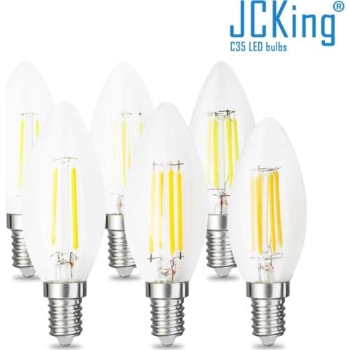 C35 Dimmable LED Filament Bulbs 2W 4W 6W 8W Edison Lighting Lamps Vintage Retro Dimming Bulbs for Incandescent Chandelier Light