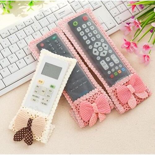 3 Sizes Pink Bow-knot Remote Control Protective Anti-dust Case For Smart TV Remote Cover Air Condition Protective Bag