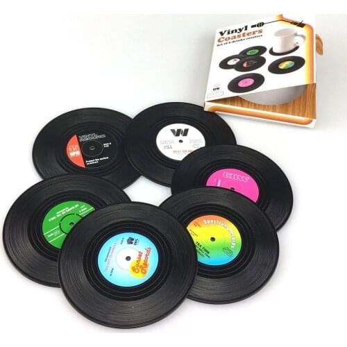 6PCS NEW Vinyl Record Table Mats Drink Coaster Table Placemats Creative Coffee Mug Cup Coasters Heat-resistant Nonslip Pads