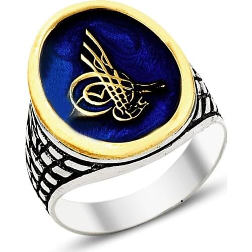 925 Silver Ottoman Logo Printed Traditional Ring for Man