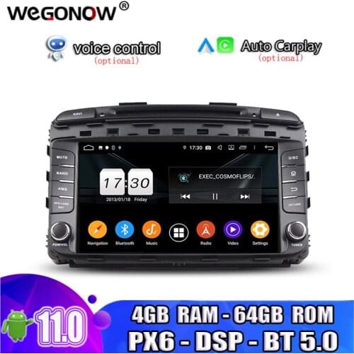 PX6 DSP IPS Android 10.0 8 Core 4GB RAM 64GB Car DVD Player GPS navi map RDS Radio wifi Bluetooth 5.0 for kia SORENTO 2015 2016