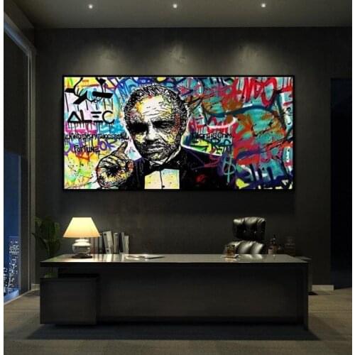 Free Shipping handmade graffiti popular art Gotfather oil painting Wall art pictures painted for bedroom Home Decor