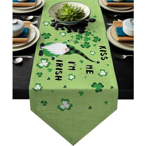 St Patricks Day Clover Dwarf Green Table Runner Christmas Hotel Wedding Dinner Party Table Decoration
