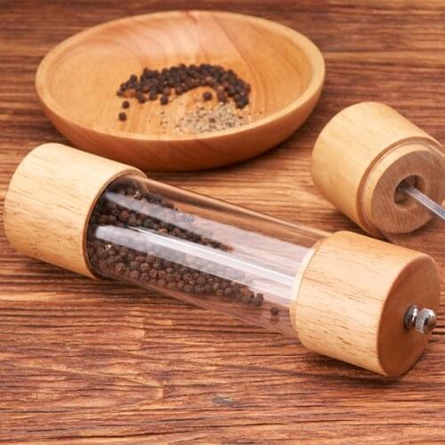 Wood Acrylic Clear Shaker Mill Pepper Salt Manual Grinder Rubber Cooking Tool Spice Shakers Kitchen Tools Accessories