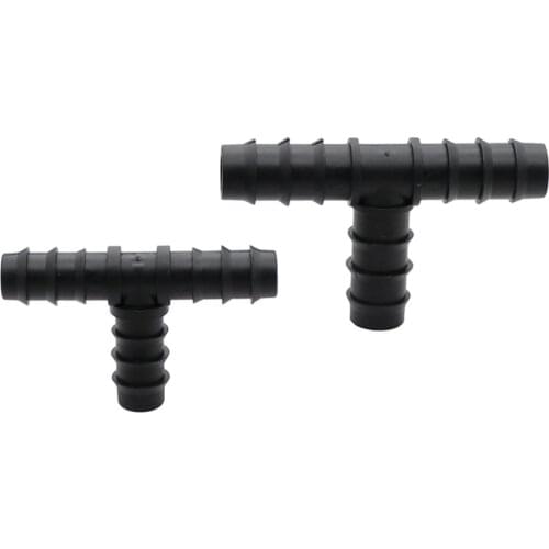 DN16 DN20 Barbed Tee PE Pipe Connectors Three-way Poly Tube Plastic Drip Line Drip Irrigation Hose Fittings 50 Pcs